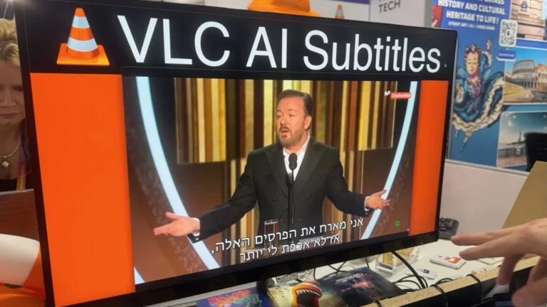 VLC media player showcasing AI-powered real-time subtitles in multiple languages